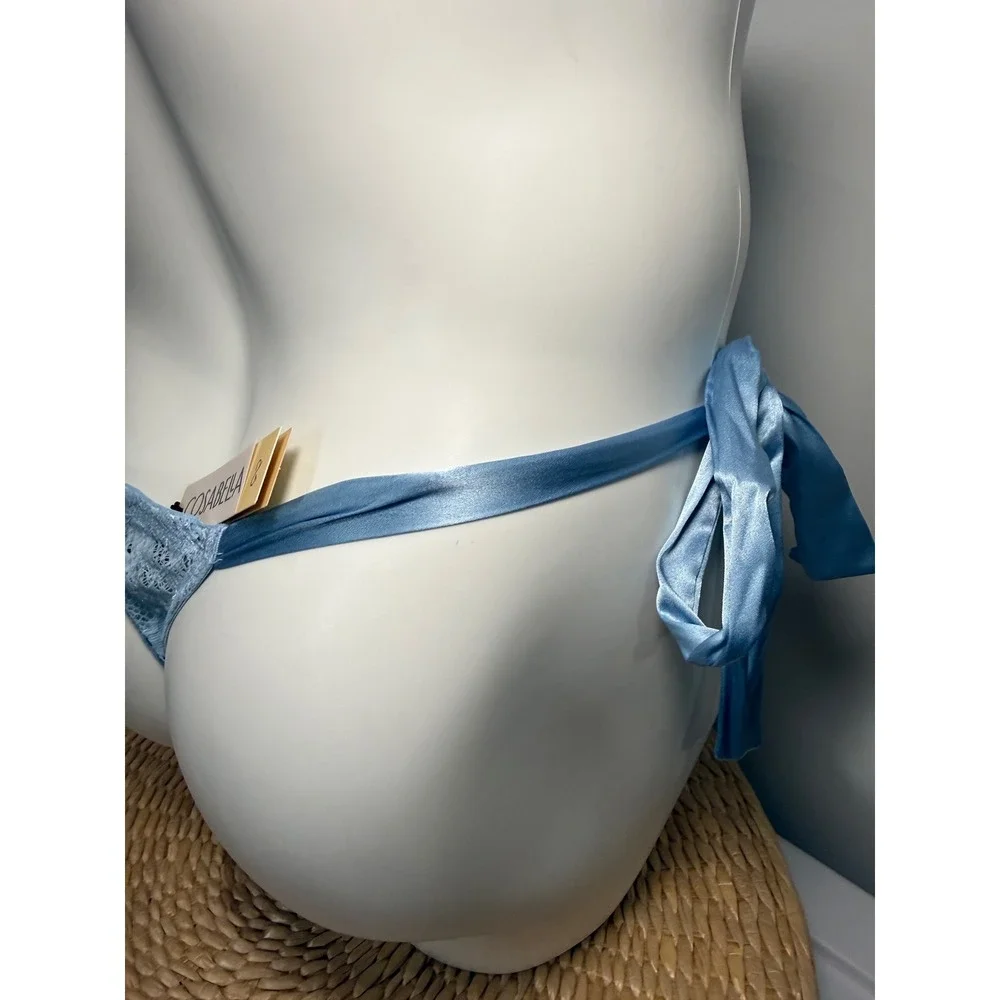 Cosabella Never Say Never Men's Italian Thong Aasmani Blue Silk Ties S NWT